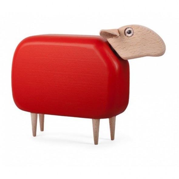 Mouton en bois (tête droite) - Rouge (GM)