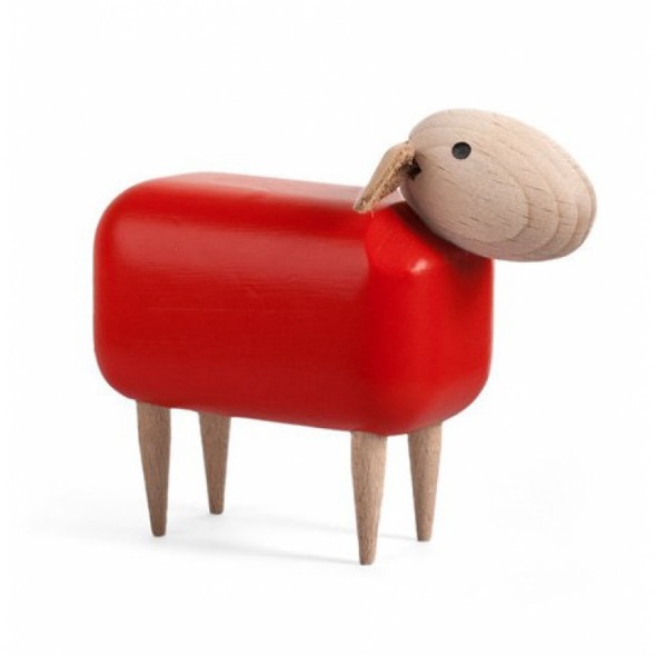 Mouton en bois (tête droite) - Rouge (PM)