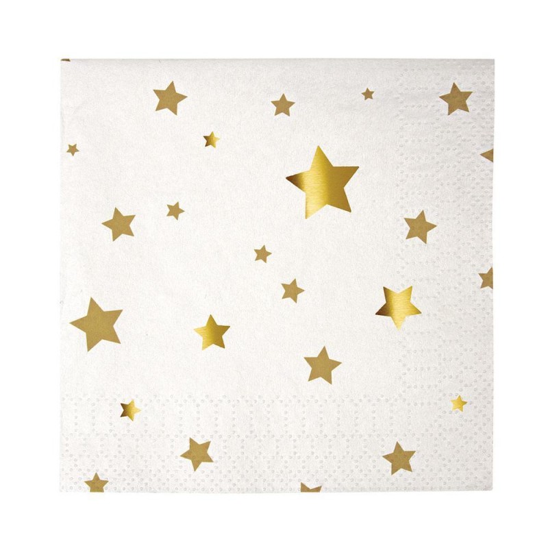 16 petites serviettes en papier - Etoiles dorées - MERI MERI - Perlin Paon  Paon