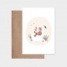 Carte postale - L'enfant et le cygne (rose)