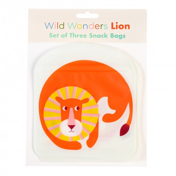 Set de 3 sacs à goûter réutilisables - Lion