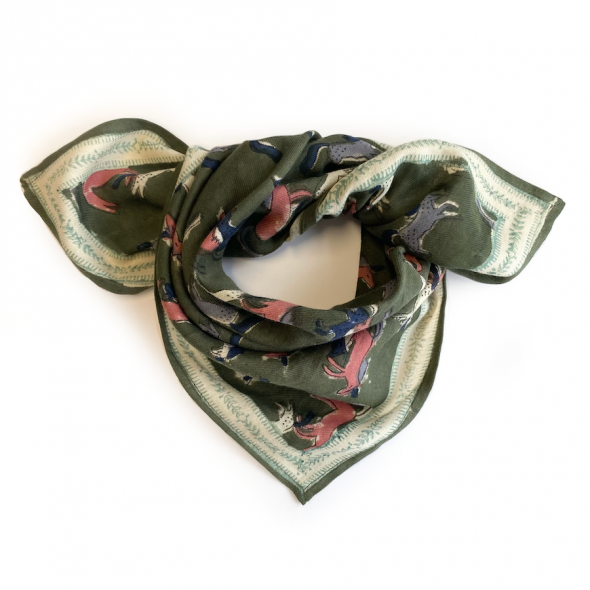Petit foulard Manika "Licorne" - Kaki