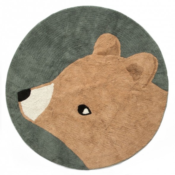 Tapis en coton Woody l'ours, midnight green
