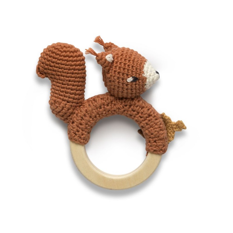 Anneau hochet en crochet - Star the squirrel - SEBRA - Perlin Paon
