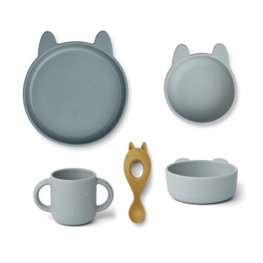 Set de vaisselle Vivi en silicone - Rabbit (Blue mix)