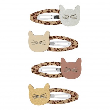 4 barrettes léopard clip - Chat
