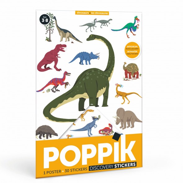 Mini Poster + 27 stickers - Les dinosaures (3-8 ans)