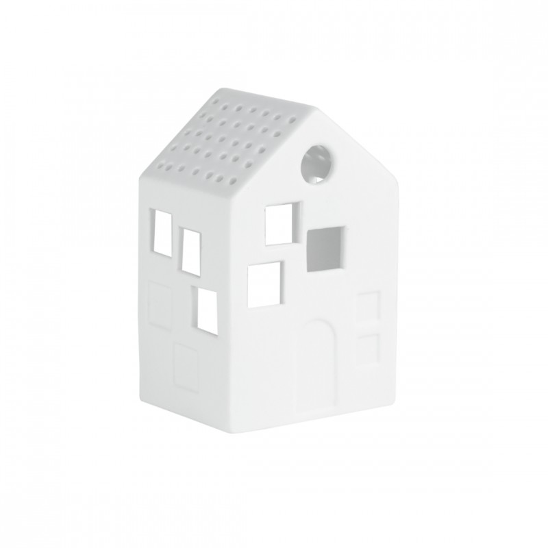 Petite maison photophore avec étoile en porcelaine Räder