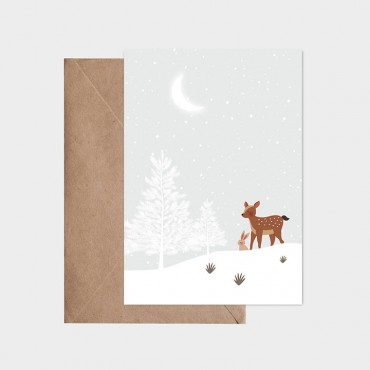 Carte postale - Faon dans la neige