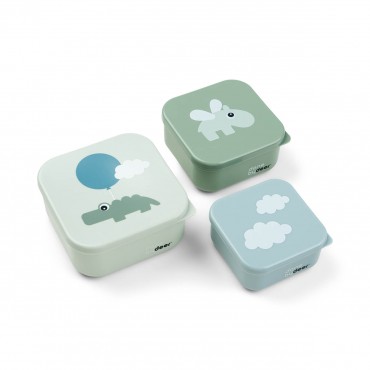 Set de 3 boites à goûter - Happy clouds / green