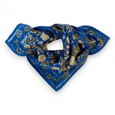 Petit foulard Manika - Soleil / Bleu klein